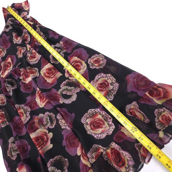 TRIPP NYC Chiffon Babydoll Mini Dress Black Floral Goth Vamp Coquette Whimsigoth - Picture 4 of 7